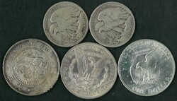 Japan early silver dragon dollar plus other silver coins. Total 5 ...