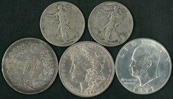 Japan early silver dragon dollar plus other silver coins. Total 5 ...
