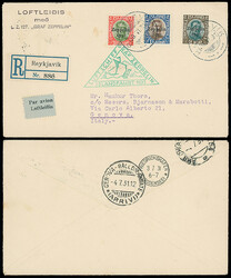Iceland: Cancellations and Covers: 1931 (Apr. 30) registered airmail ...