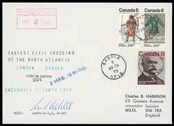 Concorde: 1975 (Aug. 26) London-Gander, flight cover, signed by the ...
