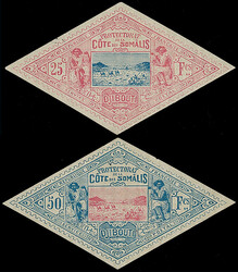 French Colonies: Djibouti: 1894-1902 25f. and 50f. mint, a little gum ...