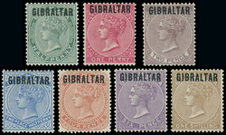 Gibraltar: 1886 “GIBRALTAR” Overprints, 1/2d. to 1s. set mint, ...