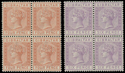 Gibraltar: 1886-87 4d. orange-brown and 6d. lilac unmounted mint ...