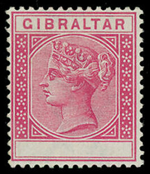 Gibraltar: 1889-96 Spanish Currency (10c.) carmine value omitted ...