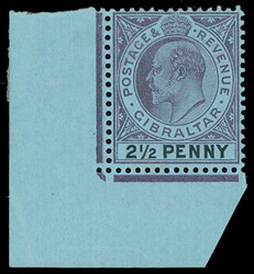 Gibraltar: 1903 Watermark Crown CA 21/2d. dull purple and blue on ...