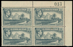 Gibraltar: 1938-51 2d. grey, perf. 14, unmounted mint upper right ...