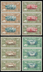 Iceland: 1930 (June) airmail set in vertical strips of three ...