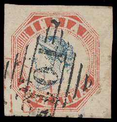 India: 1854-55 5th printing head die III, frame die II 4a. deep blue ...