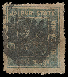 Indian Feudatory States: Jaipur: 1904 rough perf. 14 1/2a. grey-blue ...