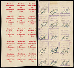 Ireland: 1922 (Feb.-July) Dollard imperf. proofs of the overprint, ...