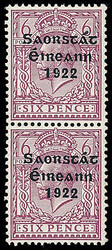 Ireland: 1922-1923 Saorstat 6d. reddish purple, fine unmounted mint ...