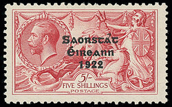 Ireland: 1925-28 wide date 5s. showing circumflex accent over “a” ...