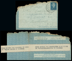 New Zealand: Crash and Wreck Mail: 1952 (Mar. 19) stained charred ...