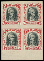 Niue: 1920 11/2d. imperf. marginal block of four plate proof on ...