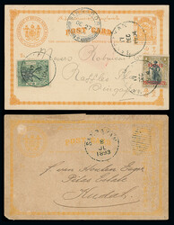 North Borneo: Cancellations and Covers: 1893 1c. postcard (faults) ...