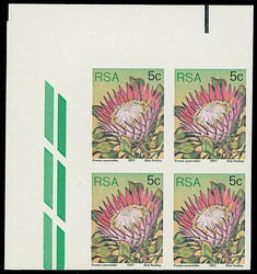 South Africa: 1977-82 5c. a imperforate block of four from the top ...