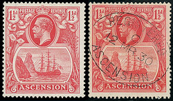 Ascension: 1924-33 11/2d. rose-red variety line through “C”, mint ...
