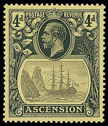 Ascension: 1924-33 4d. grey-black and black on yellow variety ‘torn ...