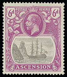 Ascension: 1924-33 6d. grey-black and bright purple variety ‘broken ...