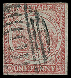 Australian States: New South Wales: 1850 1d. Plate II dull carmine, ...