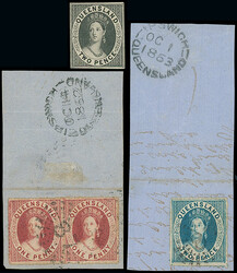 Australian States: Queensland: Selection with 1861 rough perf. 14-16 ...
