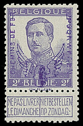 Belgium: Railway Parcels: 1915 2f. violet with designer’s name, ...