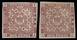 Canada: Newfoundland: 1857-64 1d brown-purple with re-entry through ...