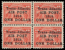 Canada: Newfoundland: 1919 “Trans-Atlantic AIR POST” overprint $1 ...