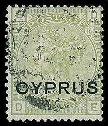 Cyprus: 1880 1/2d. plate 15, 1d. plates 205, 215, 216, 217, 216, ...