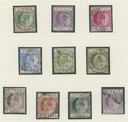 Cyprus: 1902-04 set used, fine, 45pi. with R.P.S. certificate (1996). ...