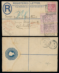 Cyprus: Postal Stationery: 1888 2pi. registered cover, size F, used ...