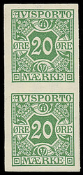 Denmark: 1914-15 Newspaper 20øre green, in a mint vertical ...