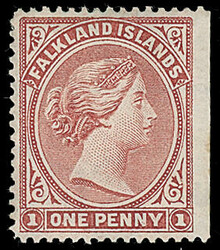 Falkland Islands: 1878-79 no watermark 1d. claret, unused, straight ...