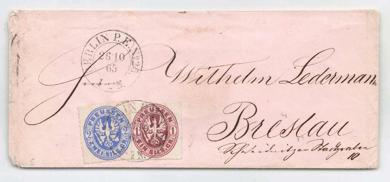 LETZTAGSDATUM / JUDAICA / JÜDISCHER ADEL: 1865, 1 Sgr. rosa ...