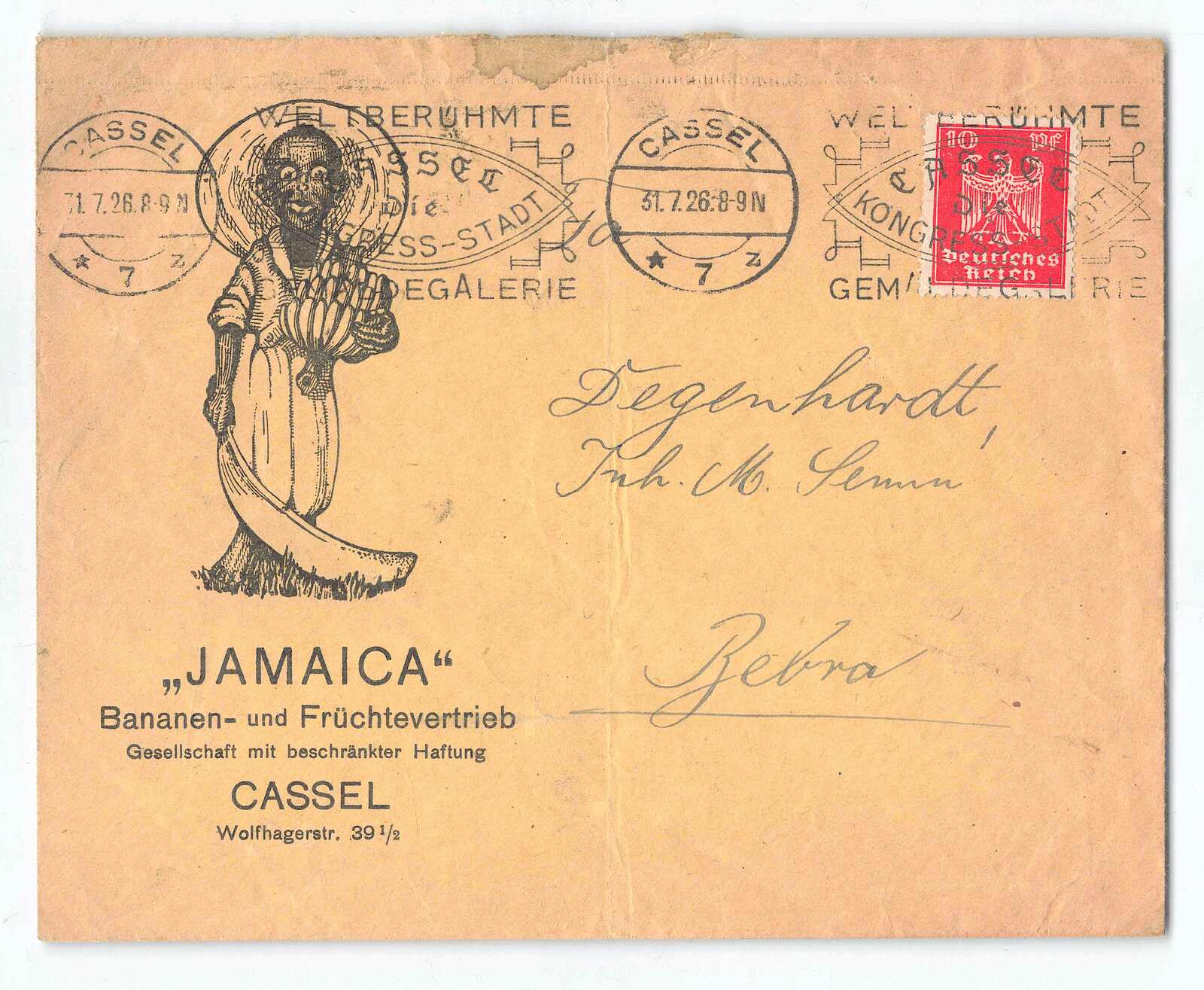 ILLUSTRIERTER WERBEBRIEF: 1926, 10 Pf. rot, Neuer Reichsadler, als ...