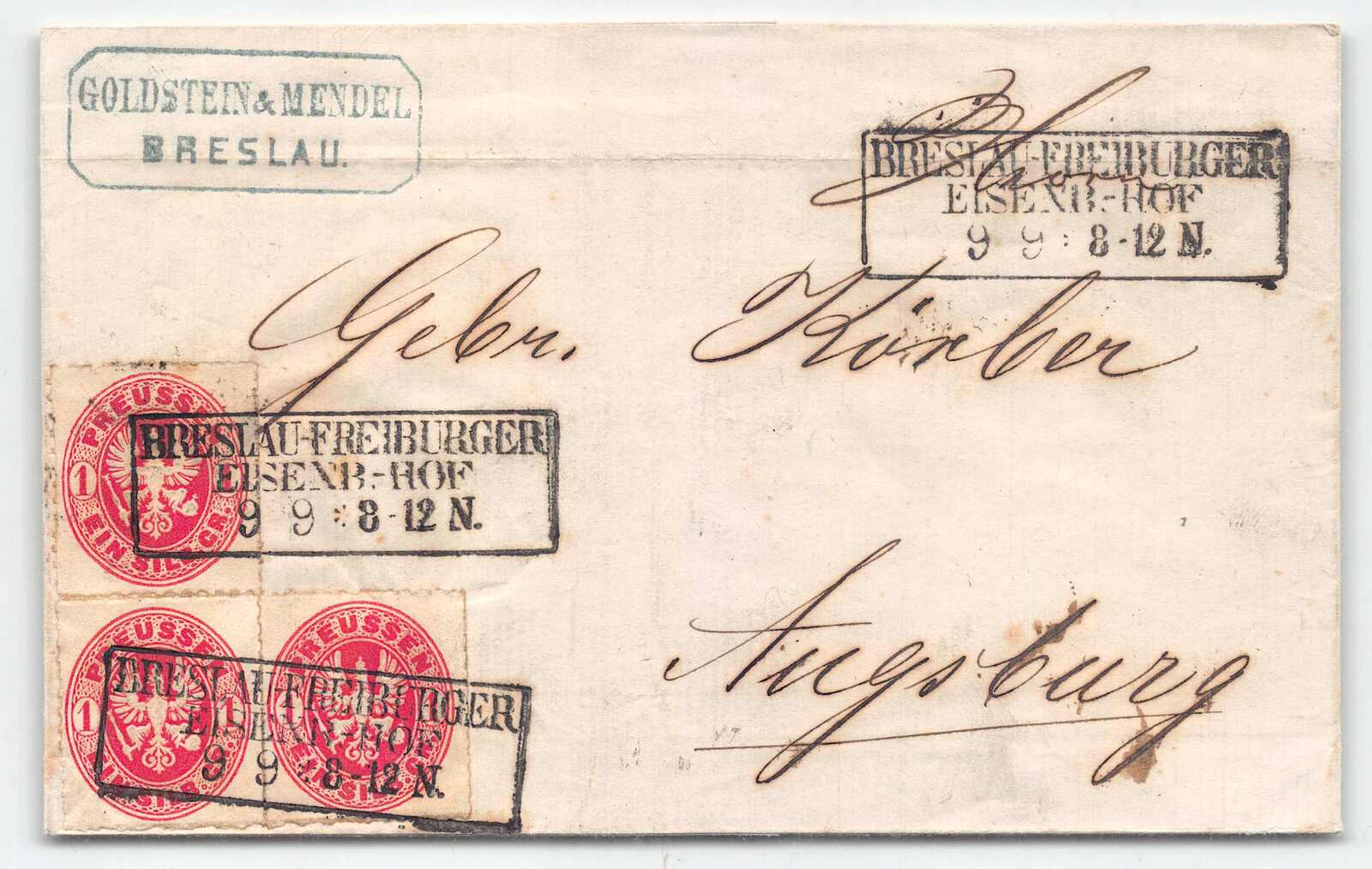 1861, dreimal 1 Sgr. rosa, Wappen, durchstochen, "STUHL", mit klar ...