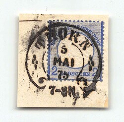 1872, 2 Gr. ultramarin, Grosser Schild, Briefstück mit ...