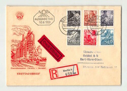 1953, Fünfjahrplan I, tadellos mit Tagesstempel "BERLIN W 8 ad, 10.8 ...