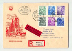 1953, Fünfjahrplan I, tadellos mit Tagesstempel "BERLIN W 8 ad, 10.8 ...