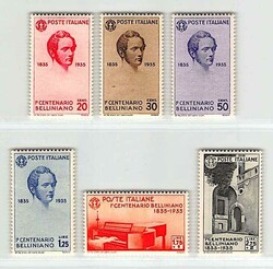 1935, 20 C. bis 2,75 + 2 L., 100. Todestag von Vincenzo Bellini, ...