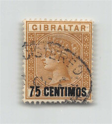 1889, 75 C auf 1 Sh gelbbraun, Viktoria, spanische Währung, ...