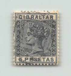 1889, 5 Pta schiefer, Viktoria, spanische Währung, leichte ...
