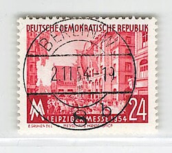 1954, 24 Pf, Leipziger Herbstmesse, Einzelwert, mit zentrisch ...