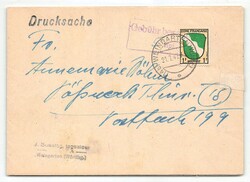 1945, 1 Pf, Wappen der Länder, als TEILBARFRANKATUR mit violettem ...