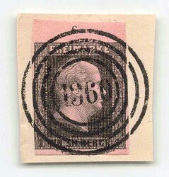 1850, 1 Sgr. schw. auf dunkelrosa, Friedrich Wilhelm IV., links unten ...