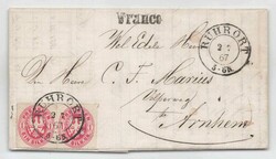 DESTINATION NIEDERLANDE: 1867, zweimal 1 Sgr. lilarot, Wappen, ...