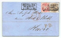 DESTINATION FRANKREICH: 1864, 6 Pf. orange und 3 Sgr. ocker, Wappen, ...