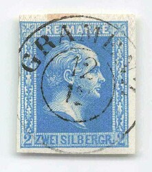 1857, 2 Sgr. blau, Friedrich Wilhelm IV., lupen- bis vollrandig, ...