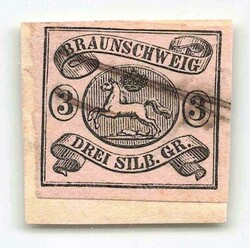 1853, 3 Sgr. schw. / mattrosa, Wappen im Oval, voll- bis breitrandig, ...