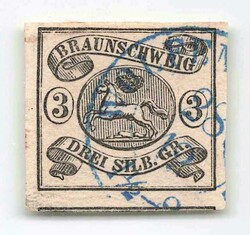1853, 3 Sgr. schw. / mattrosa, Wappen im Oval, voll- bis überrandig, ...